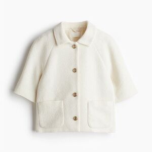 H & M short sleeve cream peacoat style jacket size XL